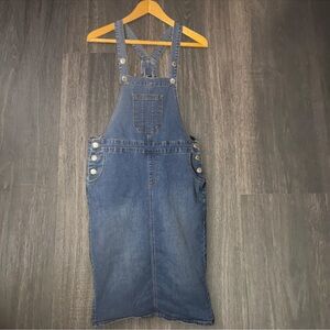 Vintage Be Girl Denim Overall Dress Size M 90s Button Detail
